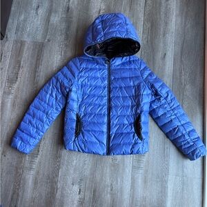 Blue Hooded down Puffer Jacket